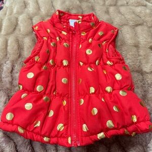 Healthtex Red and Gold Polka Dot zippered puffy Vest, 24 months